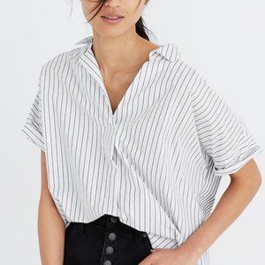 Madewell Striped Button Down Shirt White Size XXS